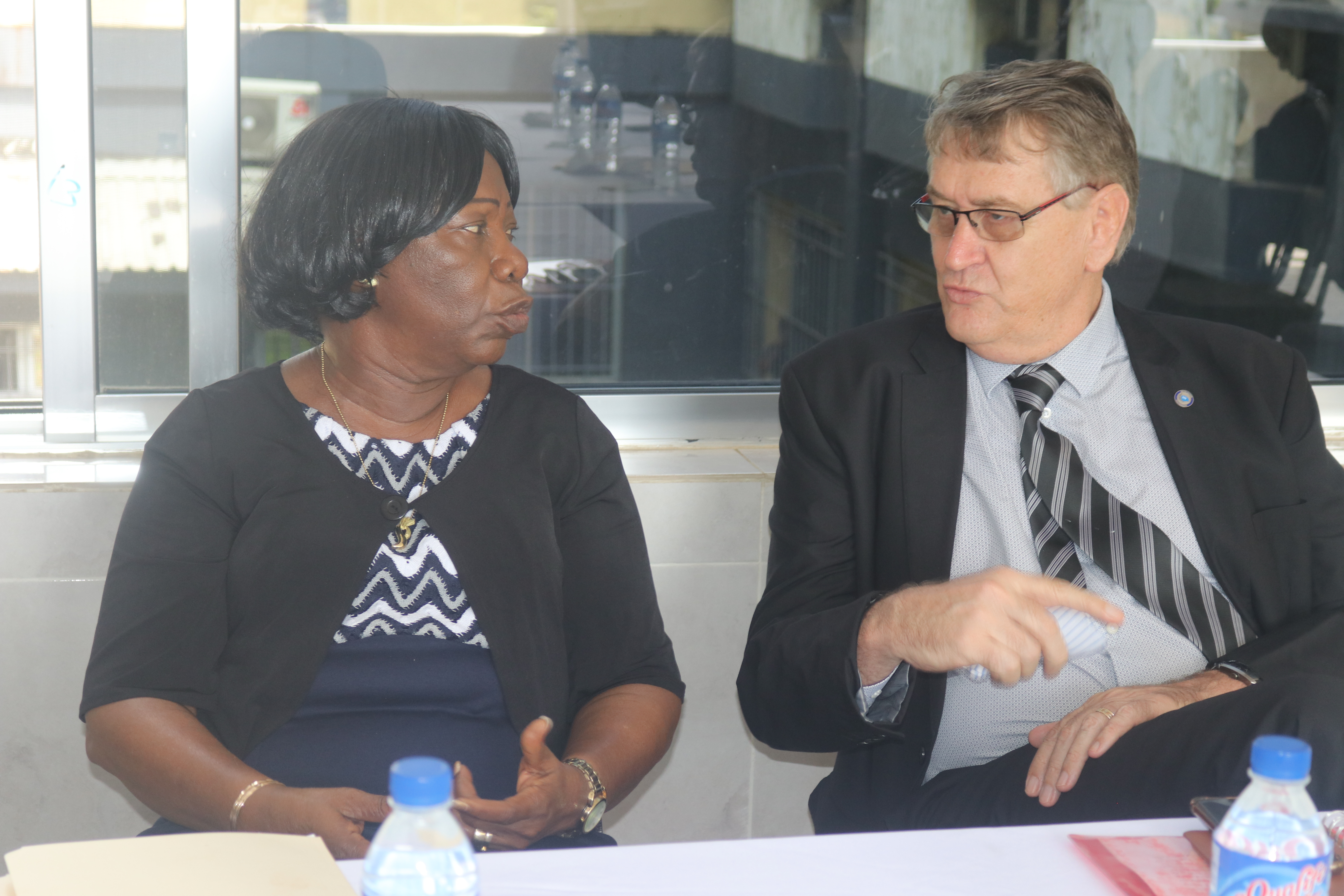 CA Cllr. Nelson chats with UNMIL DRSG for Rule of Law